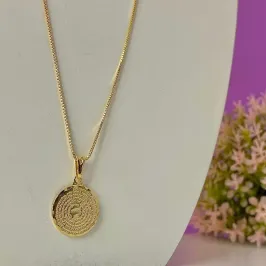 COLAR MEDALHA PAI NOSSO OURO CO407