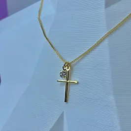 CHOKER CRUCIFIXO E PONTO DE LUZ CO1393