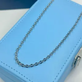 COLAR ELO CADEADO DIAMANTADO 60CM AÇO 316L CS1852