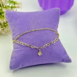 TORNOZELEIRA DUPLA COM PONTO DE LUZ CORAÇÃO TO1799