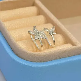 PIERCING FAKE PEDRAS FLOR E BORBOLETA