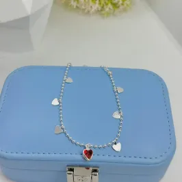 PULSEIRA BOLINHAS COM CORAÇÕES PENDURADOS PP1969