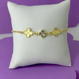 PULSEIRA TRIO TREVO CRAVEJADO PO1412