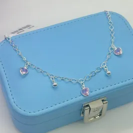 PULSEIRA COM CORAÇÃO PINK E BOLINHAS PENDURADOS PP1978