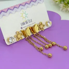 TRIO BORBOLETA, FLOR E PONTO DE LUZ