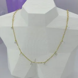 CHOKER MINI CRISTAIS PENDURADOS CORRENTE CORAÇÃO CO2068