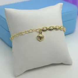 PULSEIRA CORRENTE CORAÇÃO, PÉROLAS E CONCHA PO2407