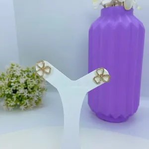 BRINCO FLOR PÉTALAS CORAÇÃO CRAVEJADO BO2523