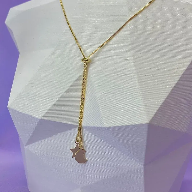 COLAR GRAVATINHA ESTRELA E LUA CO925