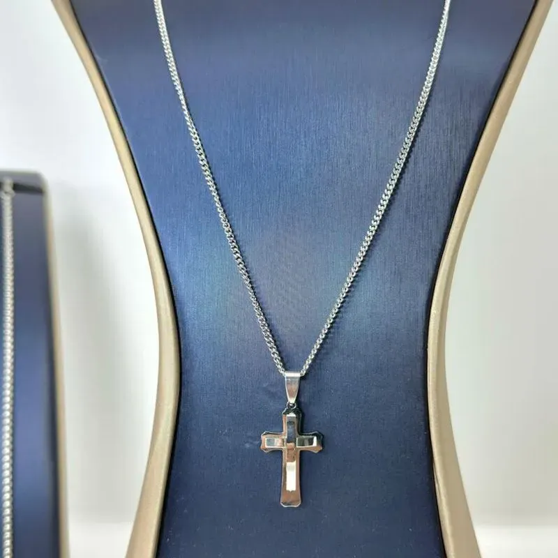 COLAR CORRENTE CRUCIFIXO 70CM AÇO 316L CS1469