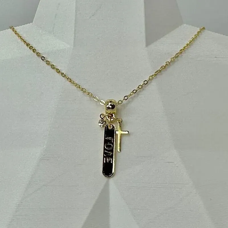 COLAR ELO CADEADO PINGENTES LOVE+CRUCIFIXO CO1490