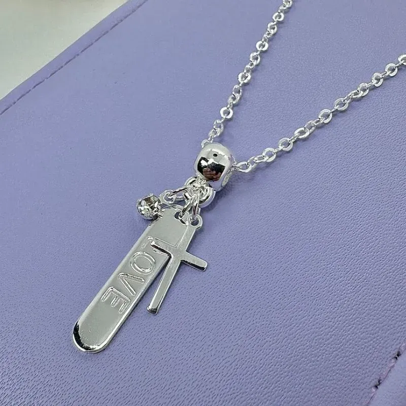 COLAR ELO CADEADO PINGENTES LOVE+CRUCIFIXO CP1495