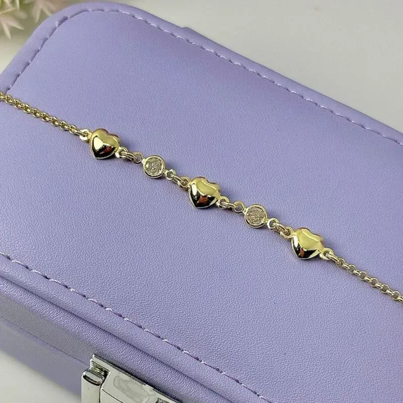 PULSEIRA ELO PORTUGUÊS CORAÇÕES E ZIRC. PO1600