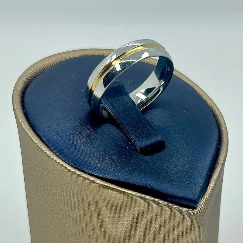 ALIANÇA ABAULADA DOIS BANHOS 9MM AÇO 316L AOS1906