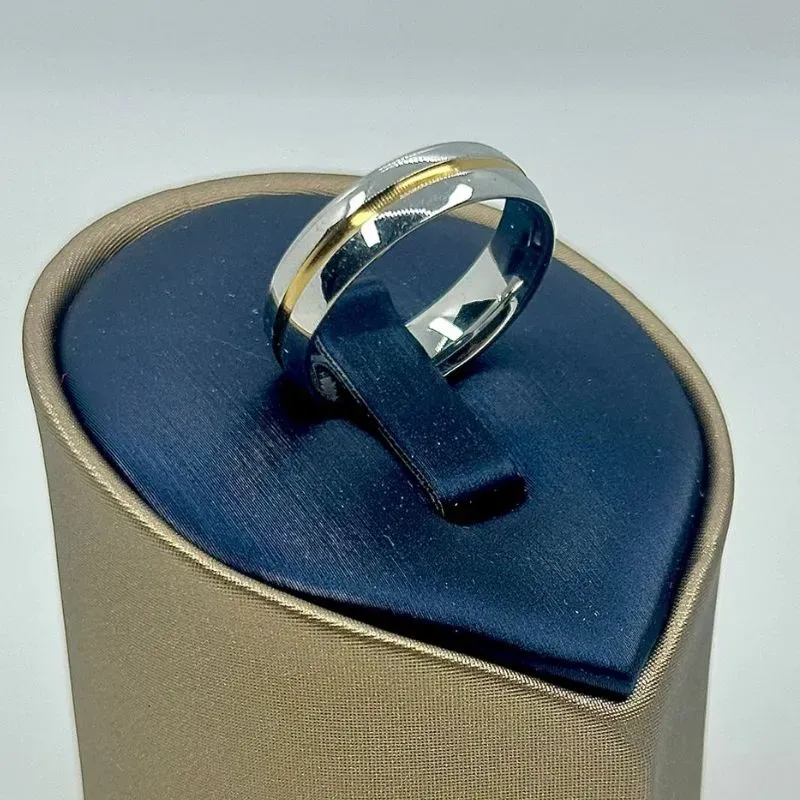 ALIANÇA ABAULADA DOIS BANHOS 9MM AÇO 316L AOS1906