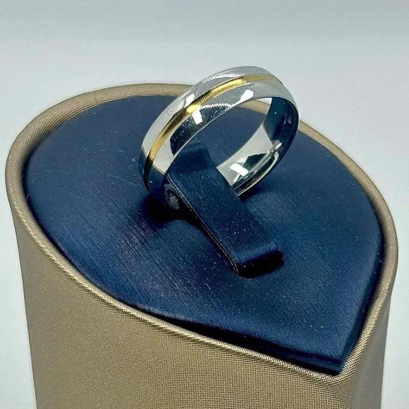 ALIANÇA ABAULADA DOIS BANHOS 9MM AÇO 316L AOS1906