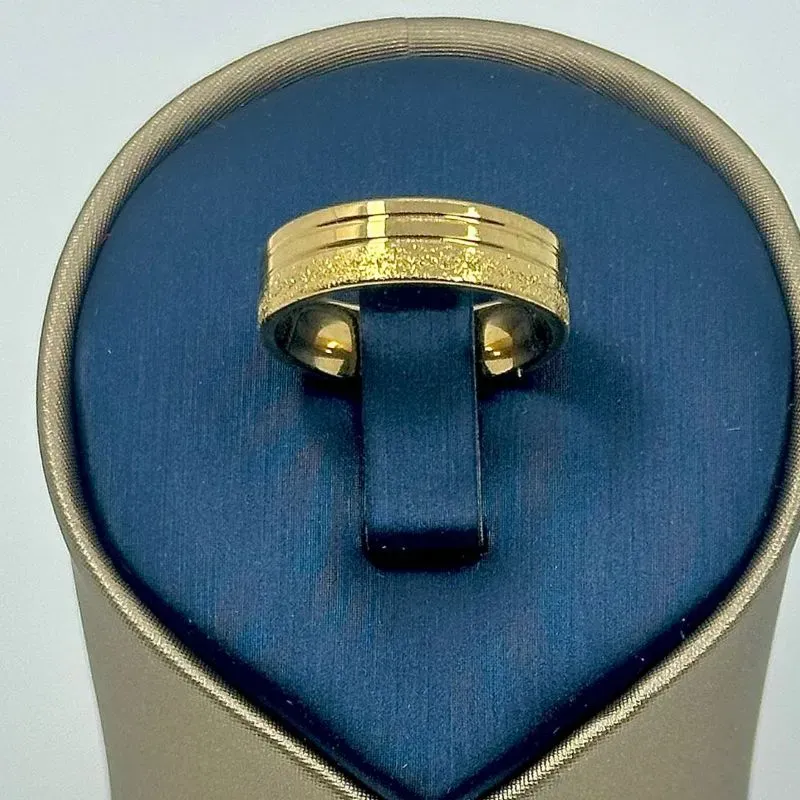 ALIANÇA QUADRADA 2 LINHAS BRILHANTES 6MM AÇO 316L AOS1905