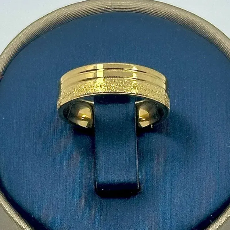 ALIANÇA QUADRADA 2 LINHAS BRILHANTES 6MM AÇO 316L AOS1905