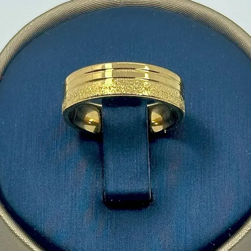 ALIANÇA QUADRADA 2 LINHAS BRILHANTES 6MM AÇO 316L AOS1905