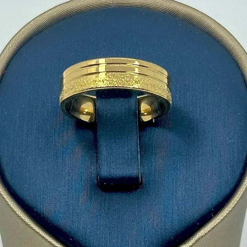 ALIANÇA QUADRADA 2 LINHAS BRILHANTES 6MM AÇO 316L AOS1905