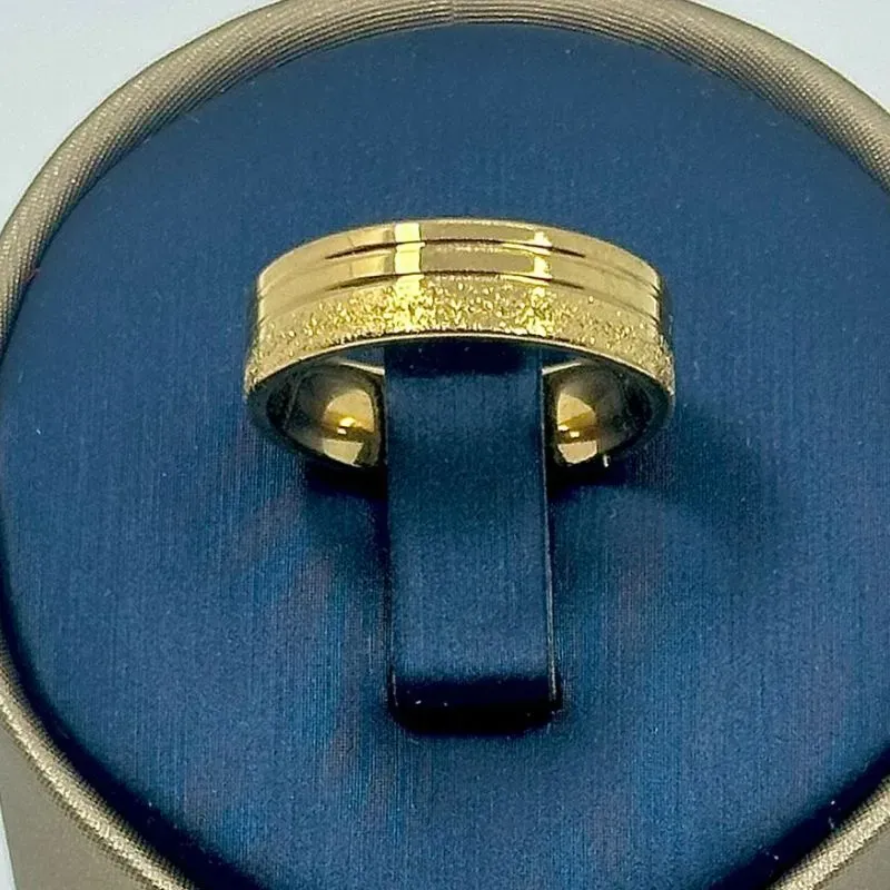 ALIANÇA QUADRADA 2 LINHAS BRILHANTES 6MM AÇO 316L AOS1905