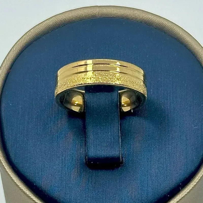 ALIANÇA QUADRADA 2 LINHAS BRILHANTES 6MM AÇO 316L AOS1905