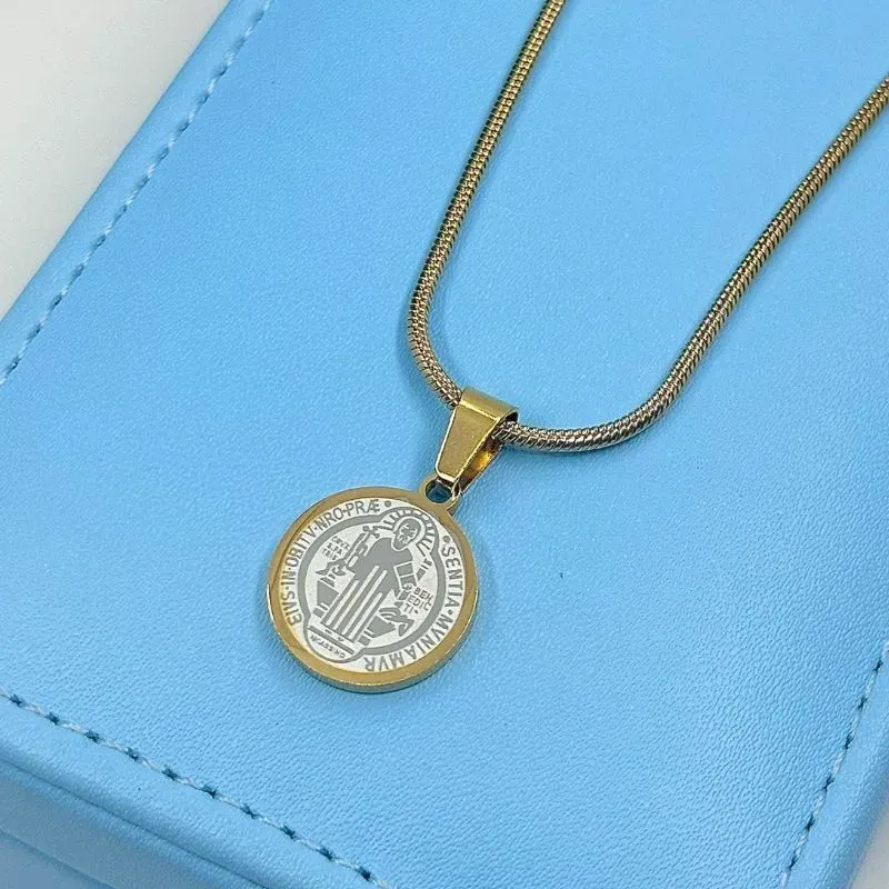 COLAR COM PING. SÃO BENTO DOIS BANHOS AÇO 316L CSO1862