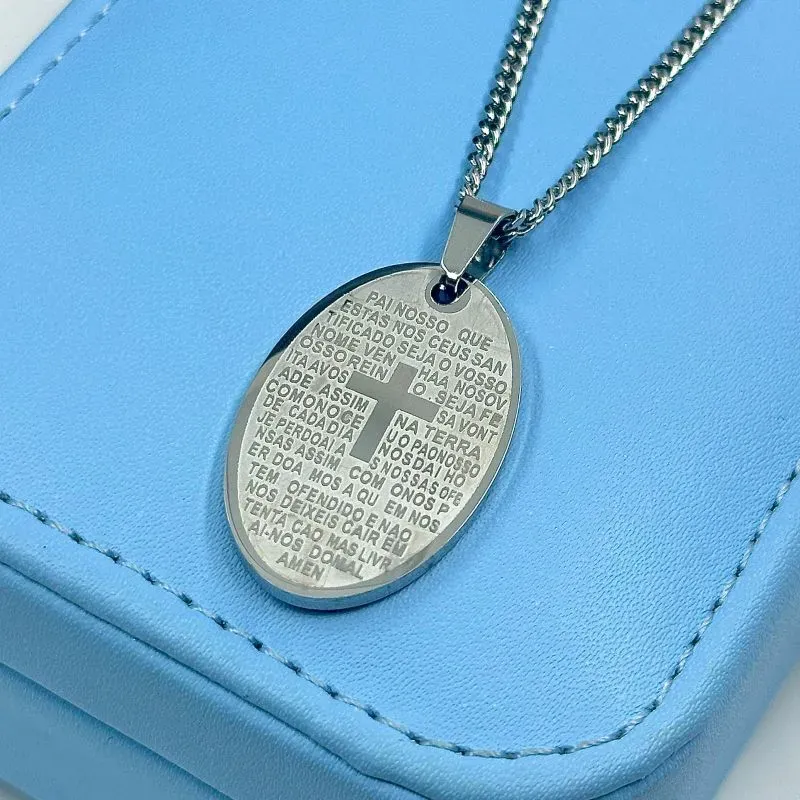 COLAR PING. PAI NOSSO OVAL 60CM AÇO 316L CS1859