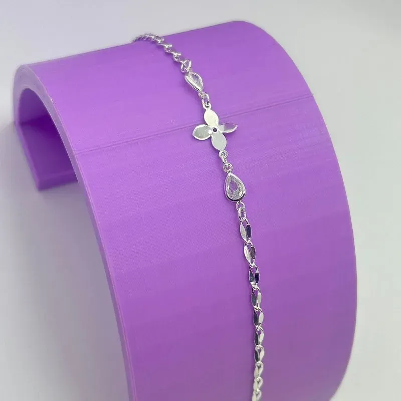 PULSEIRA ELOS LOSANGOS COM FLOR E PEDRAS PP1965