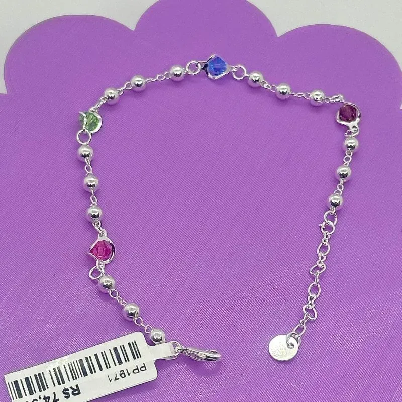 PULSEIRA ESFERAS COM PEDRAS COLORIDAS PP1971