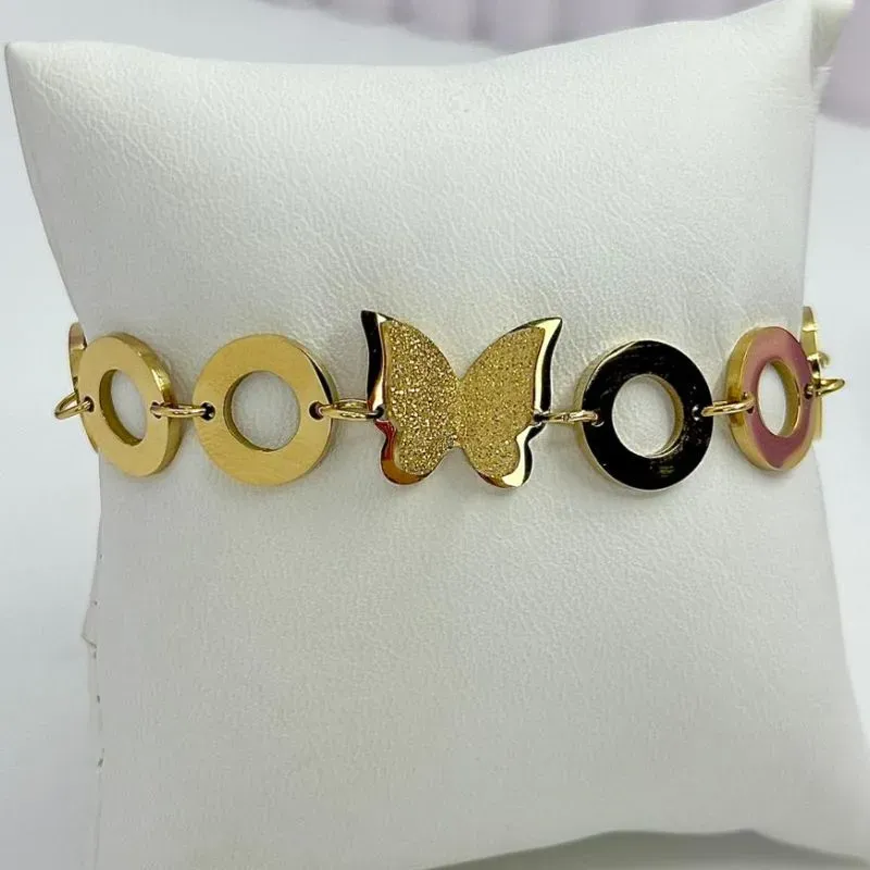 PULSEIRA CIRCULOS E BORBOLETA BRILHANTE PS2193