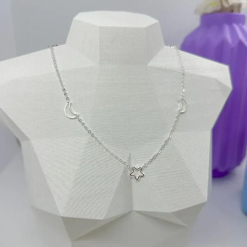 COLAR CADEADO ESTRELA E LUA VAZADAS 50CM CP2045