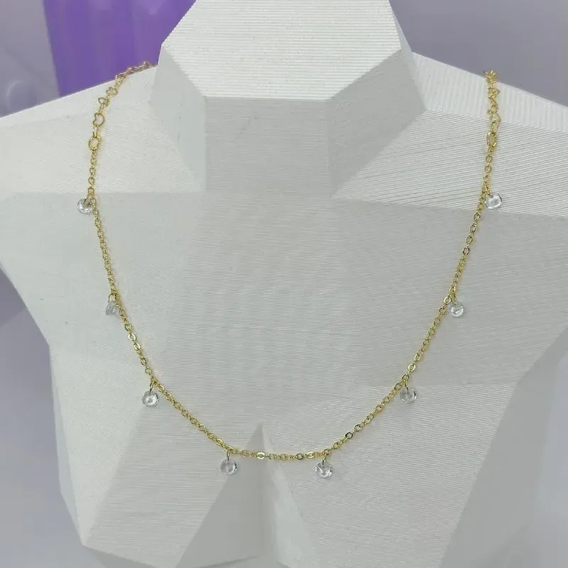 CHOKER MINI CRISTAIS PENDURADOS CORRENTE CORAÇÃO CO2068