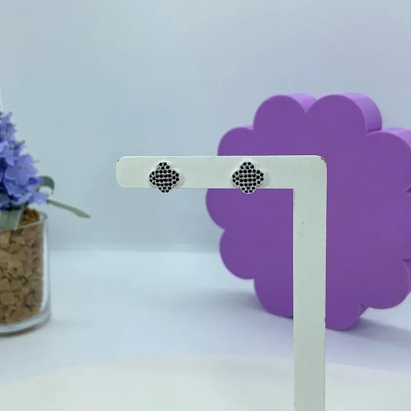 BRINCO INSPIRAÇÃO VAN CLEEF MINI ZIRCÔNIAS PRETAS BP2508