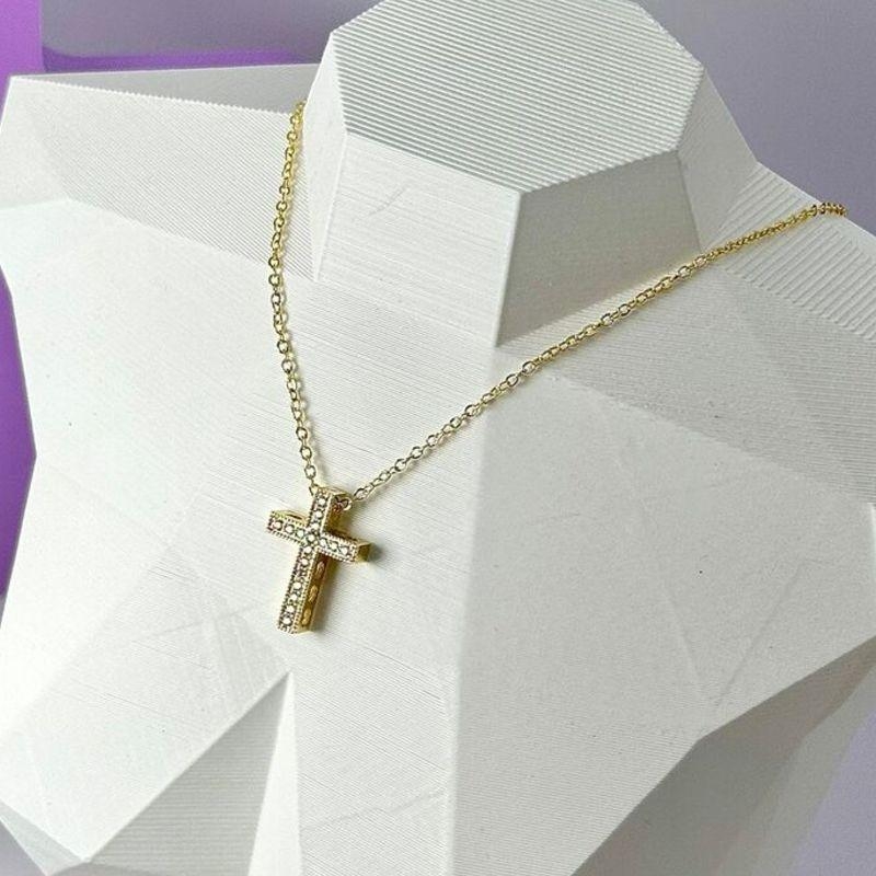 COLAR CORRENTE CRUCIFIXO CRAVEJADO CO1572