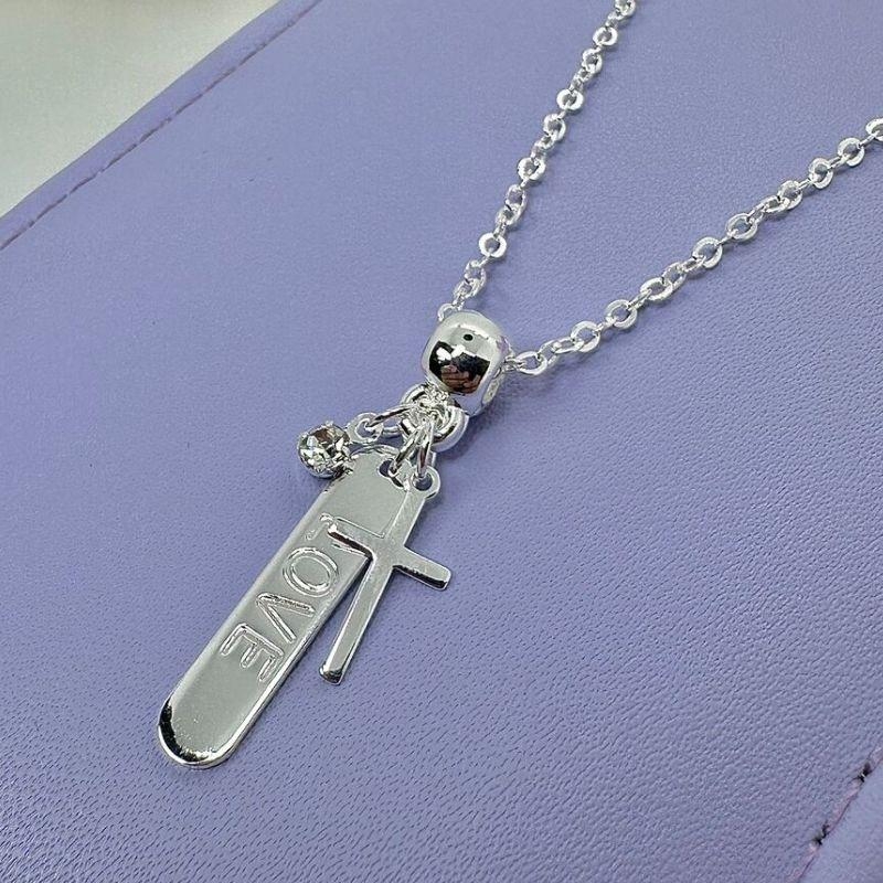 COLAR ELO CADEADO PINGENTES LOVE+CRUCIFIXO CP1495