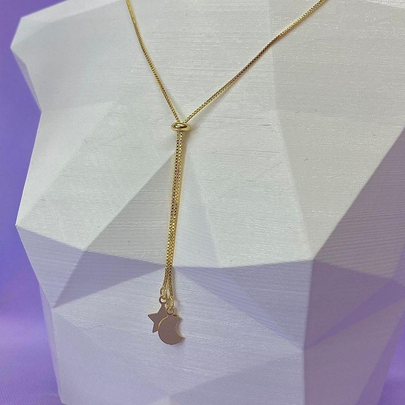 COLAR GRAVATINHA ESTRELA E LUA CO925