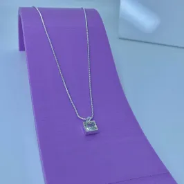 COLAR PEDRA QUADRADA ZIRCÔNIA CP1381 COLAR PEDRA QUADRADA ZIRCÔNIA CP1381