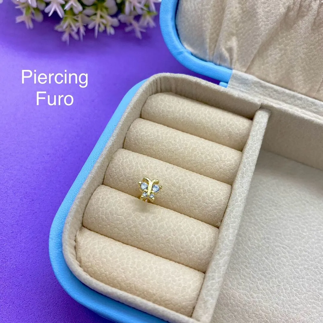 PIERCING FURO BORBOLETA ASAS ZIRCÔNIAS (FLAT,CONCH, TRAGUS) PCO1101