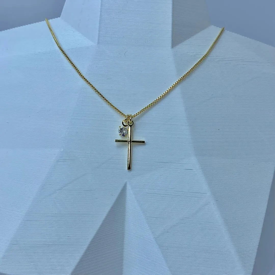 CHOKER CRUCIFIXO E PONTO DE LUZ CO1393