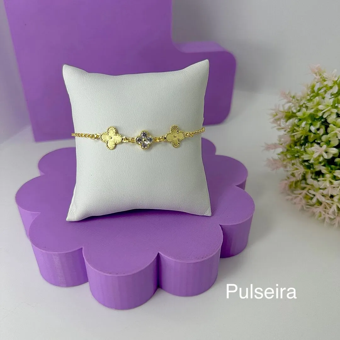 PULSEIRA TRIO TREVO CRAVEJADO PO1412