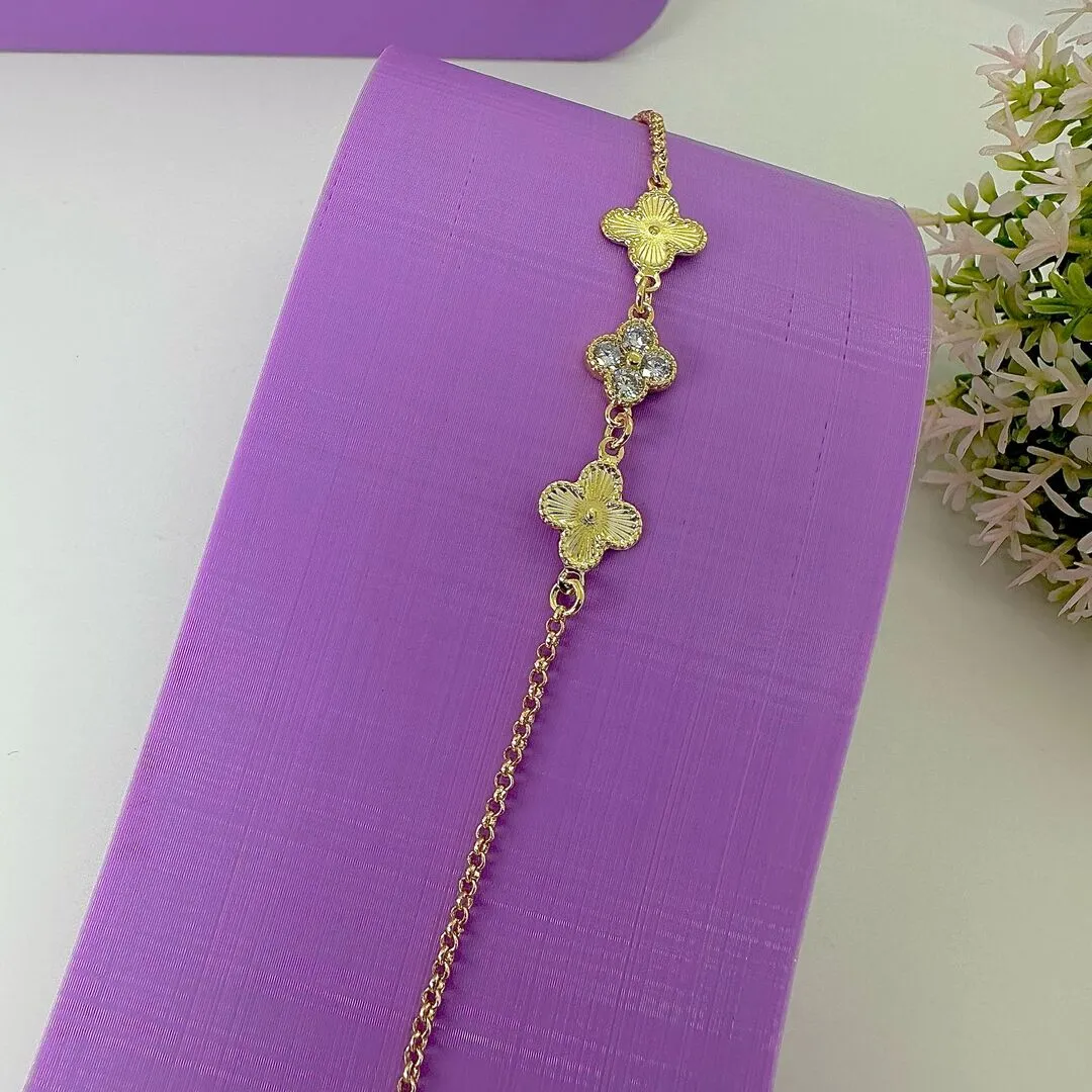 PULSEIRA TRIO TREVO CRAVEJADO PO1412