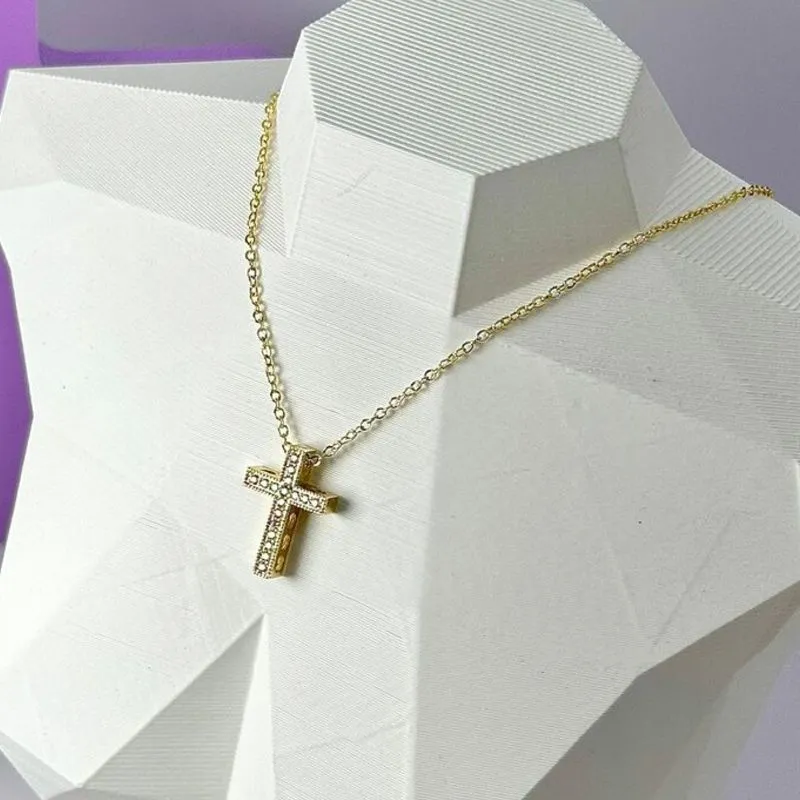COLAR CORRENTE CRUCIFIXO CRAVEJADO CO1572