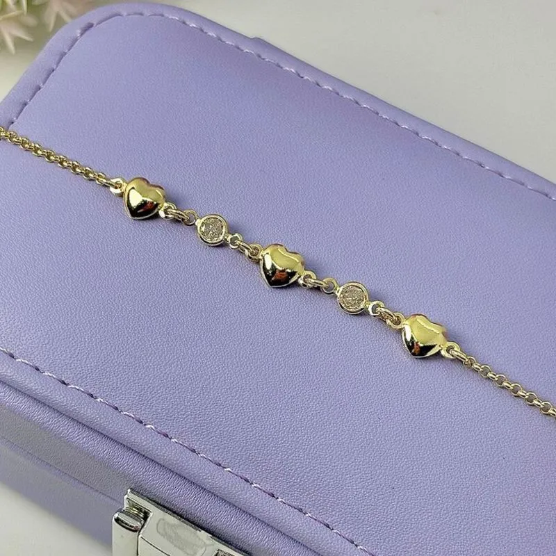 PULSEIRA ELO PORTUGUÊS CORAÇÕES E ZIRC. PO1600