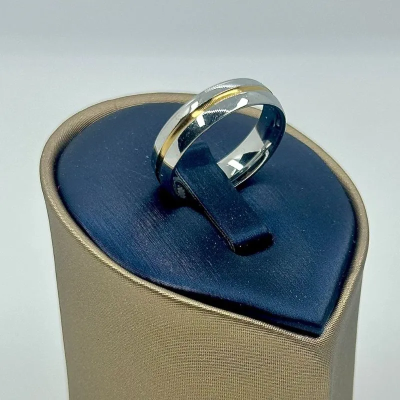 ALIANÇA ABAULADA DOIS BANHOS 9MM AÇO 316L AOS1906