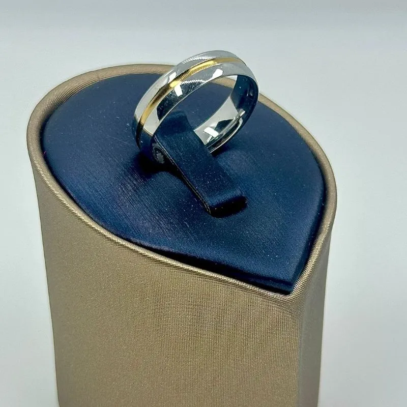 ALIANÇA ABAULADA DOIS BANHOS 9MM AÇO 316L AOS1906