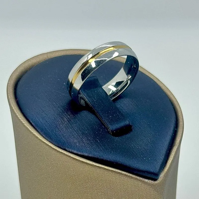 ALIANÇA ABAULADA DOIS BANHOS 9MM AÇO 316L AOS1906