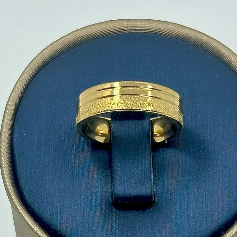 ALIANÇA QUADRADA 2 LINHAS BRILHANTES 6MM AÇO 316L AOS1905