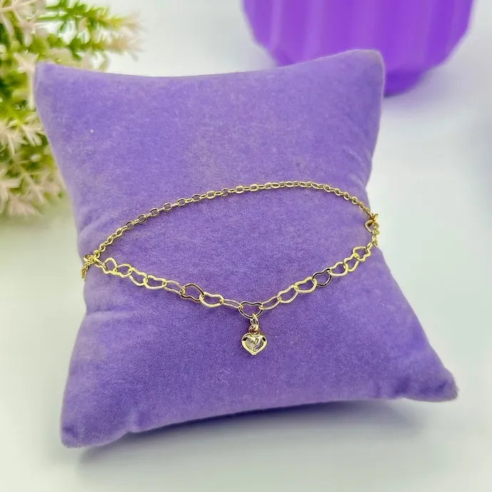 TORNOZELEIRA DUPLA COM PONTO DE LUZ CORAÇÃO TO1799