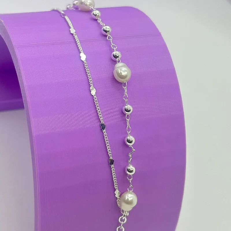 PULSEIRA CORAÇÕES DIAMANTADOS E PÉROLAS ORGÂNICAS PP1963